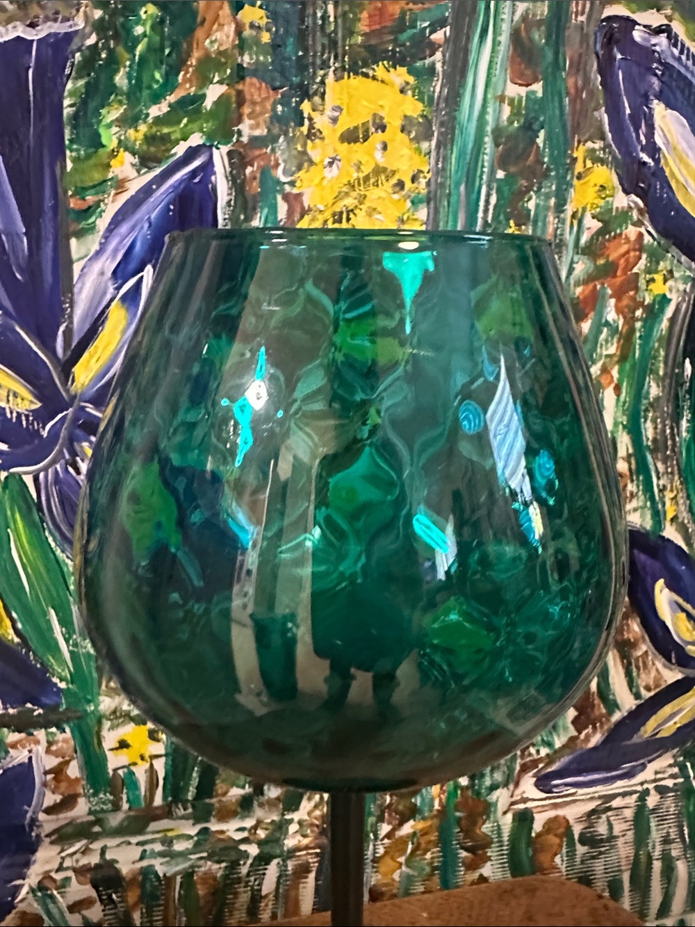 Peacock Teal Vintage Empoli Italian Brandy Snifter/Vase - Picture 2 of 9